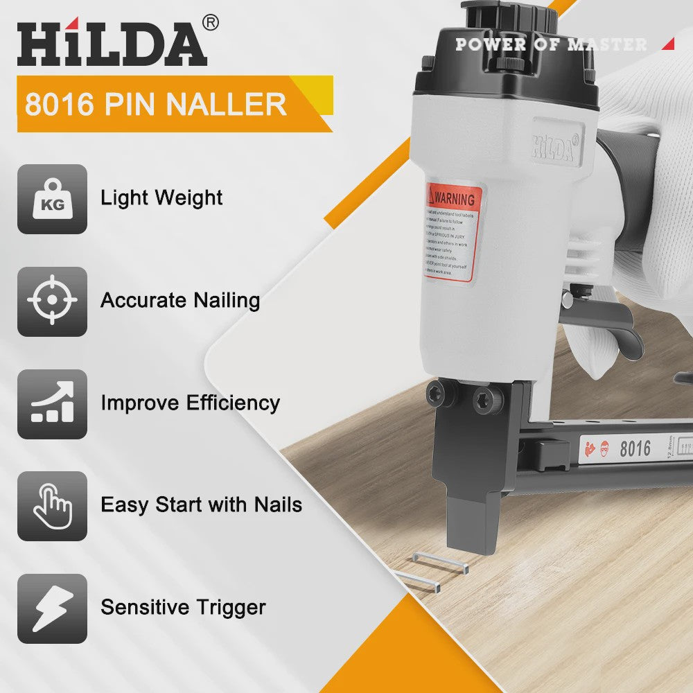 Hilda 8016 Pneumatische Nietmachine - Luchtnietpistool voor Stoffering en Houtbewerking