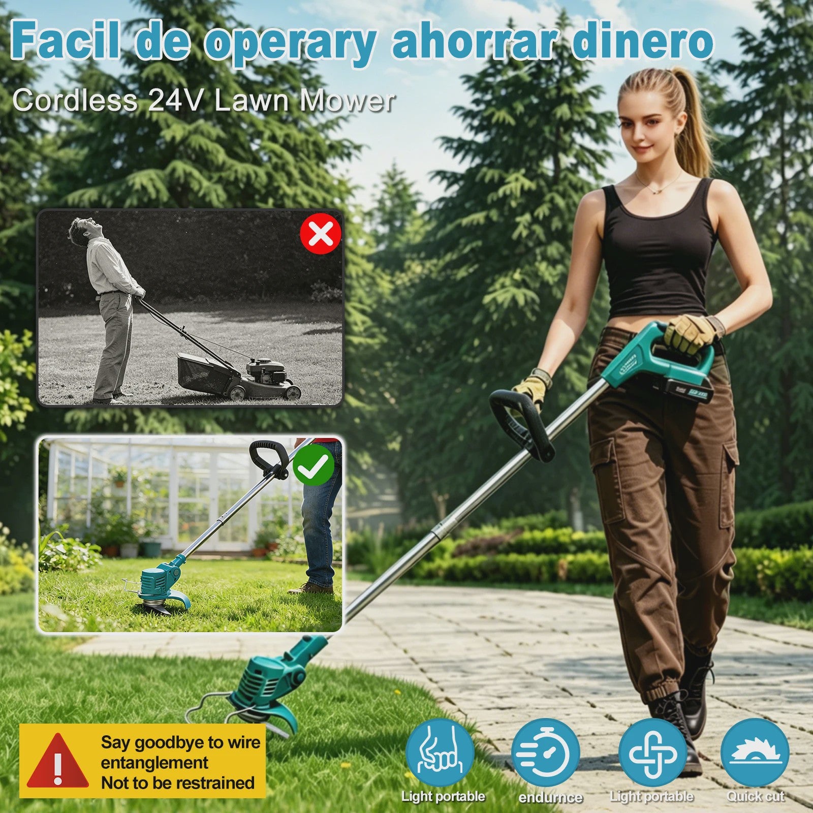 Accu Grastrimmer met Verstelbare Kop - Snoerloos en Lichtgewicht