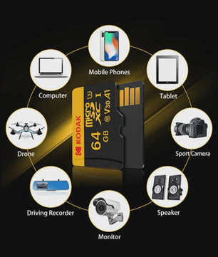 KODAK Micro SD Kaart 16GB - 256GB | Class 10 U3 4K | TF Kaart voor Drone & Telefoon