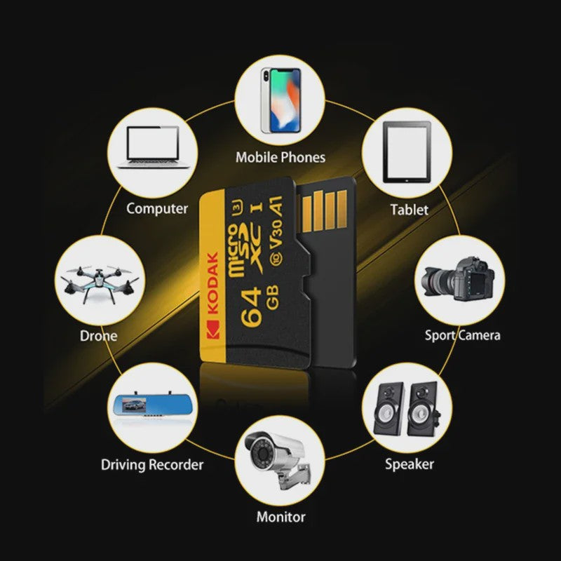 KODAK Micro SD Kaart 16GB - 256GB | Class 10 U3 4K | TF Kaart voor Drone & Telefoon
