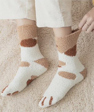 Schattige Dierenpoot Sokken Dames - Kawaii Fleece Sokken voor Thuis & Slapen