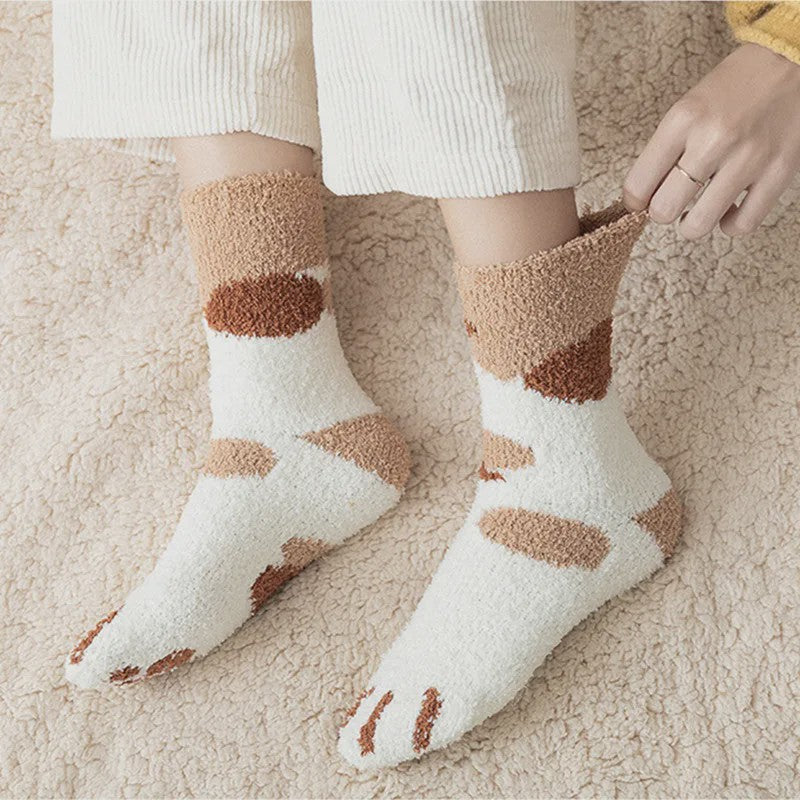 Schattige Dierenpoot Sokken Dames - Kawaii Fleece Sokken voor Thuis & Slapen