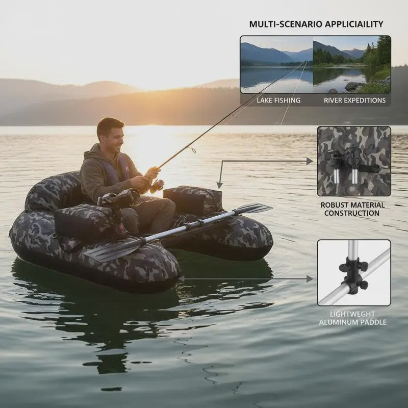 Opblaasbare Visboot Camouflage met Hengelhouder en Aluminium Peddel