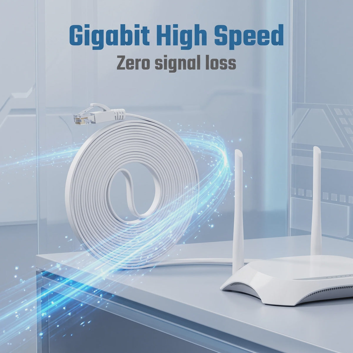 Cat 6 Flat Ethernet Kabel - 1Gbps Hoge Snelheid Netwerkkabel met Vergulde RJ45 Connectoren