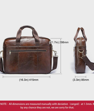 Luxe Leren Aktetas Heren - Draagbare Laptoptas & Schoudertas voor Kantoor en Reizen