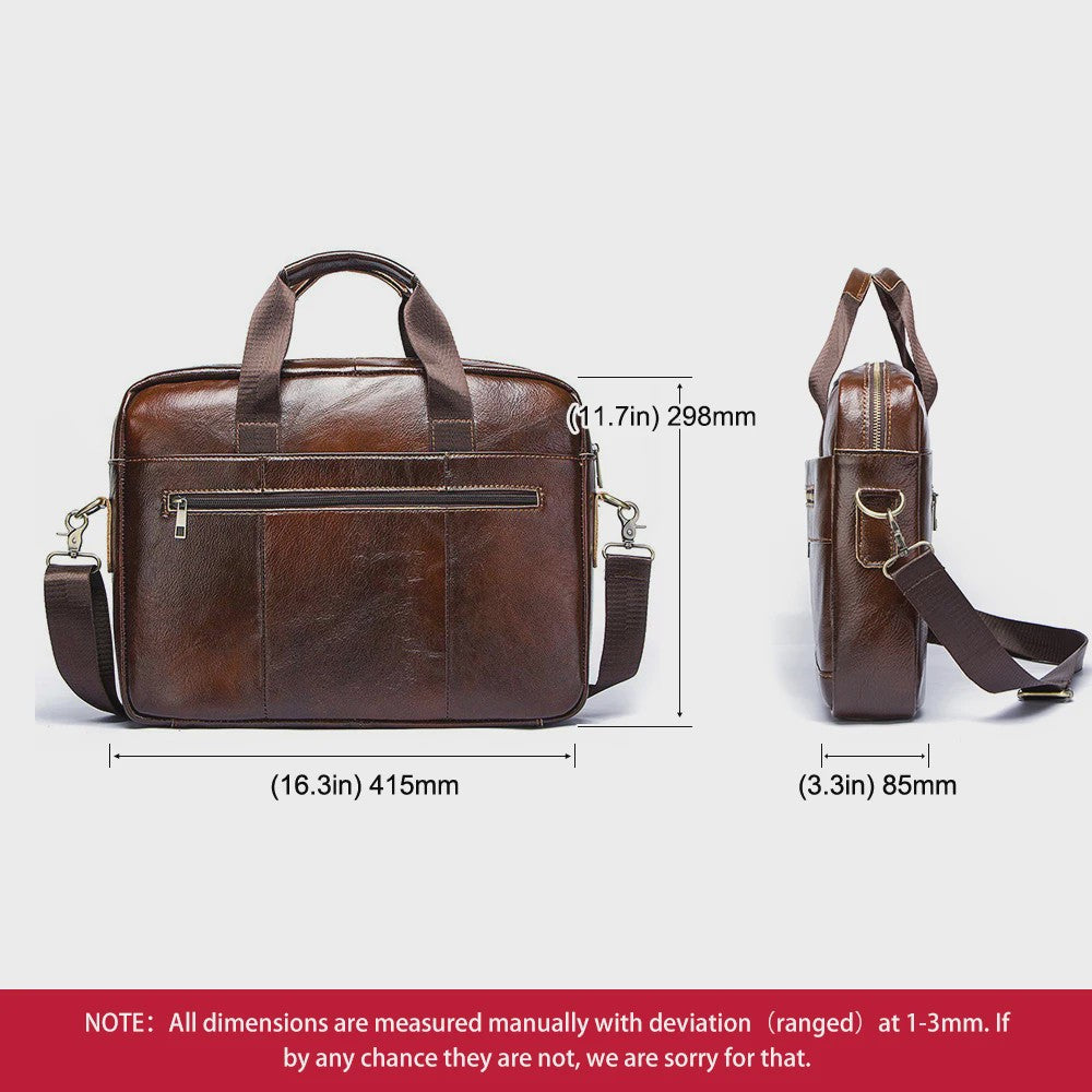 Luxe Leren Aktetas Heren - Draagbare Laptoptas & Schoudertas voor Kantoor en Reizen