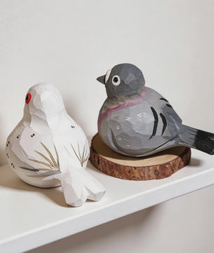 Handgesneden Houten Duif Beeldje - Vredesvogel Decoratie