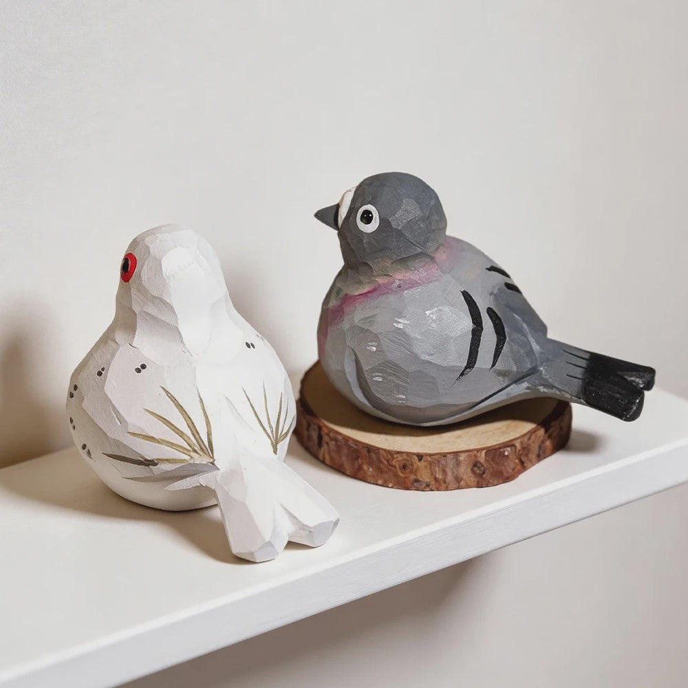 Handgesneden Houten Duif Beeldje - Vredesvogel Decoratie