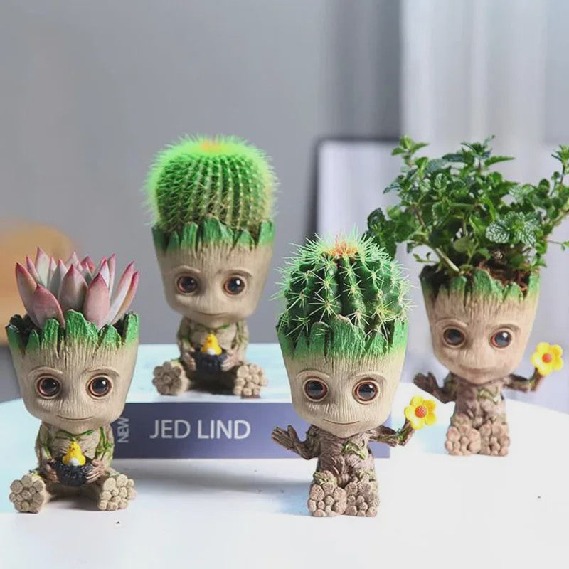 Groot Plantenpot & Decoratief Figuur - Leuke Woondecoratie