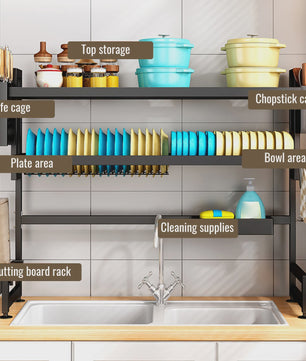 2-Laags Afdruiprek Boven Spoelbak - Multifunctionele Keuken Organizer