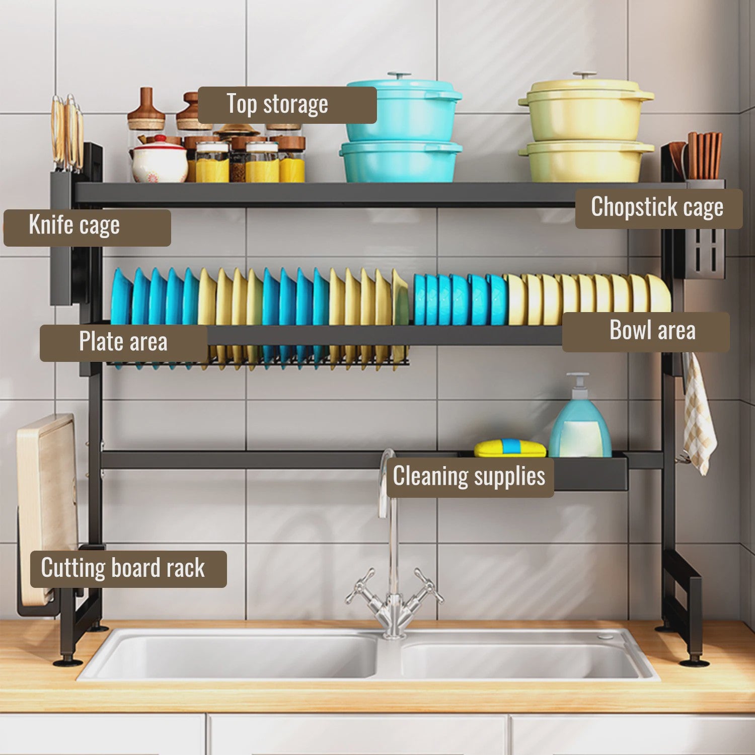2-Laags Afdruiprek Boven Spoelbak - Multifunctionele Keuken Organizer