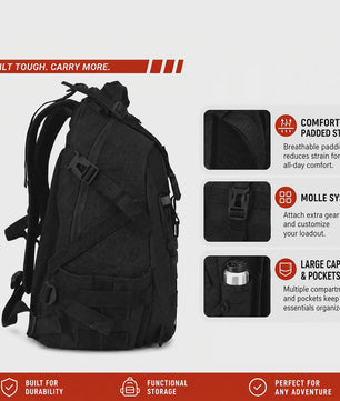Tactische Rugzak 35L - Molle Systeem, Reflecterende Strips, Outdoor & Hiking