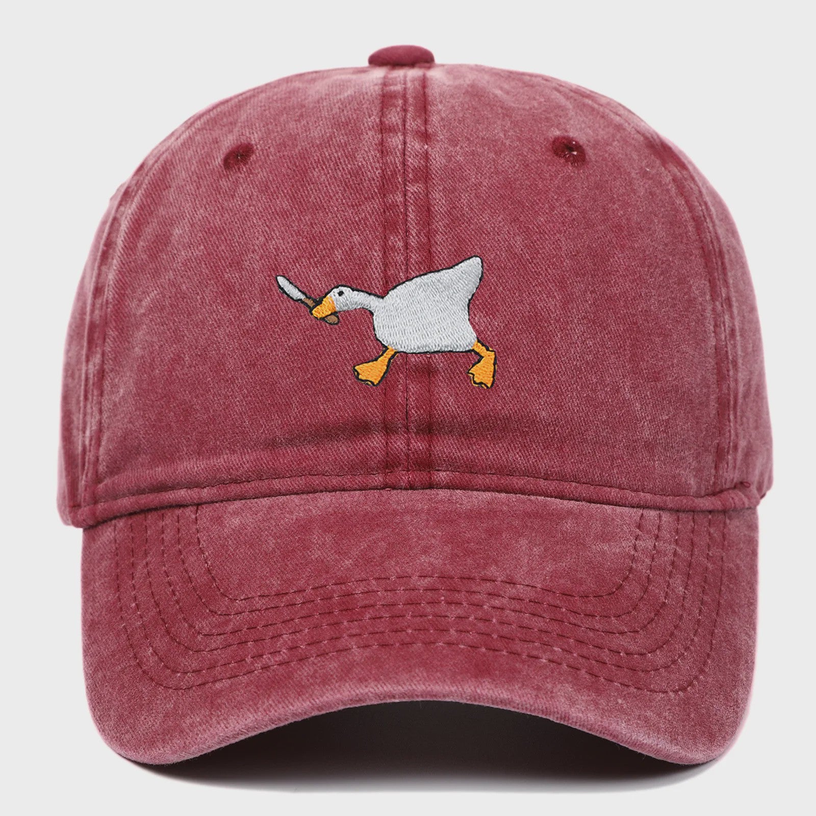 Unieke Geborduurde Baseball Cap met Gans Patroon - Casual Stadsstijl