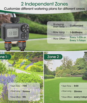 Insoma Slimme Sproeitimer 2-Zone - Automatische Tuinirrigatie met IPX5 Waterdichtheid