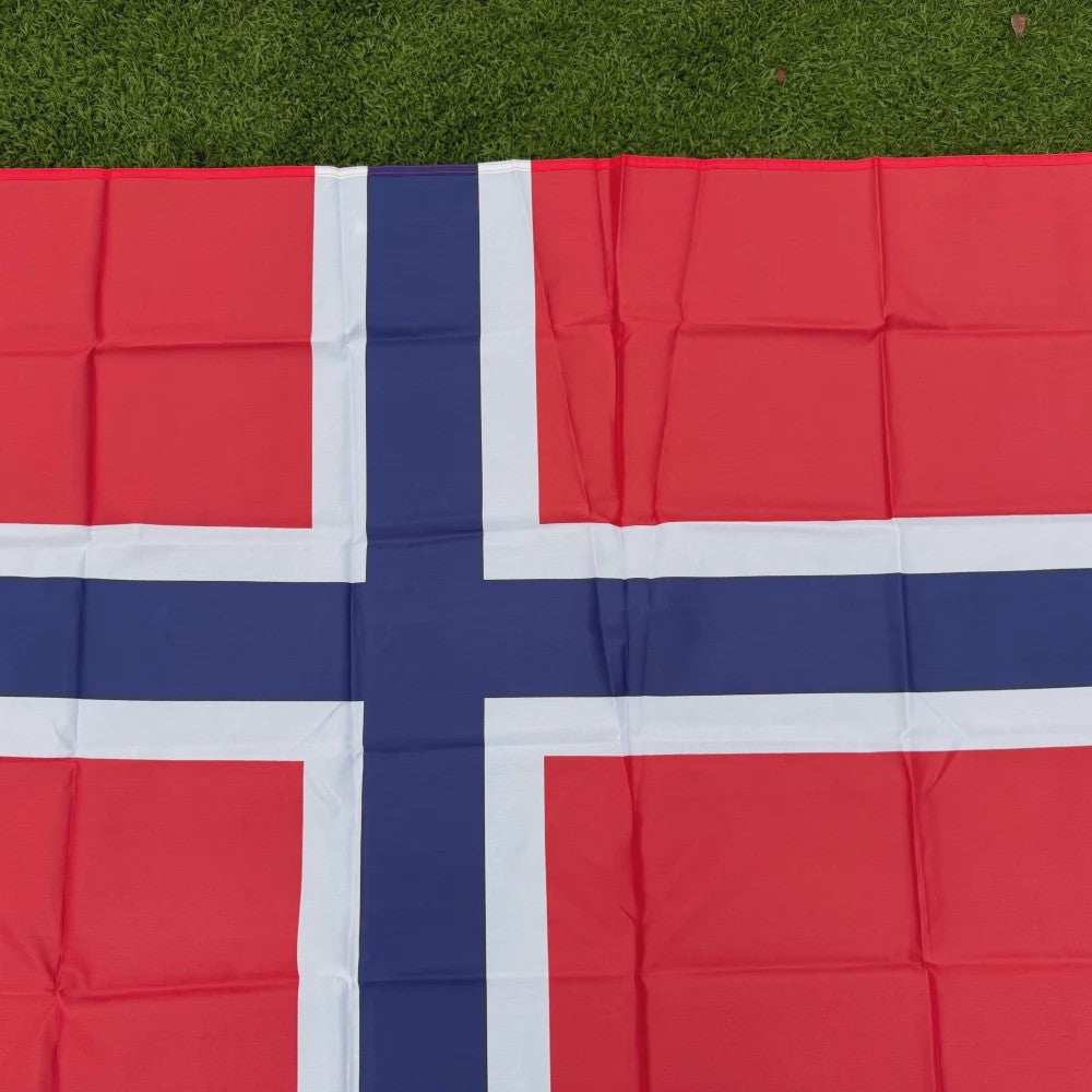 Noorse Vlag 150x90cm - Duurzaam Polyester, Dubbel Gestikt