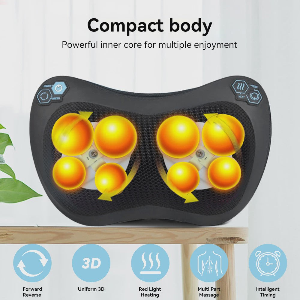 Elektrische Nekmassager Kussen met Warmte & Vibratie - Diepe Kneedmassage