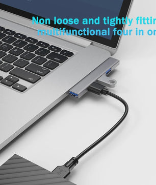 4-in-1 USB 3.0 Hub met 5Gbps Snelheid - Draagbare OTG Adapter