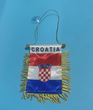 Mini Vlag Kroatië voor Auto - 8x12cm Polyester, Dubbelzijdig Bedrukt, Hangend