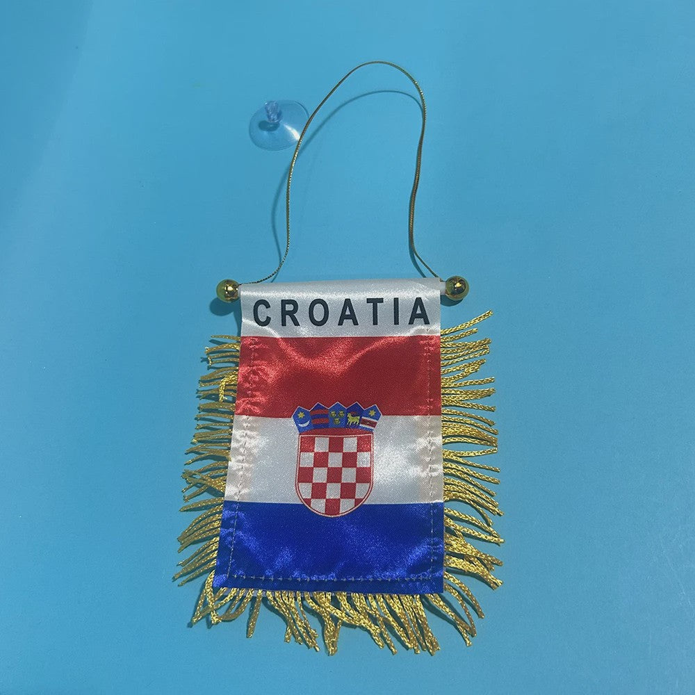Mini Vlag Kroatië voor Auto - 8x12cm Polyester, Dubbelzijdig Bedrukt, Hangend