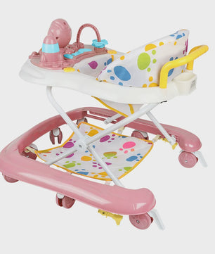 3-in-1 Opvouwbare Baby Walker met Zonnekap, Speelblad en 360° Wielen - Vanaf 6 Maanden