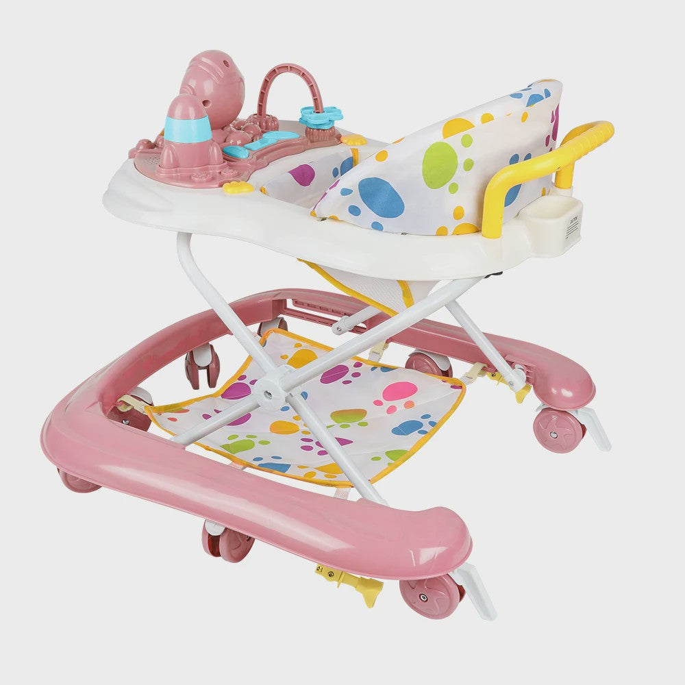 3-in-1 Opvouwbare Baby Walker met Zonnekap, Speelblad en 360° Wielen - Vanaf 6 Maanden