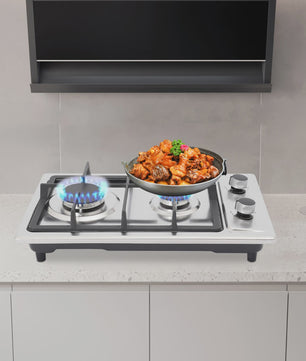 RVS Gasfornuis met 2 Pits, Automatische Ontsteking en Drukregelaar - Keuken