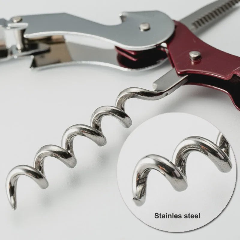 Roestvrijstalen Multifunctionele Kurkentrekker & Flesopener - Zilverkleurig