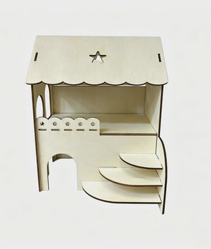 Houten Hamsterhuis met Twee Verdiepingen en Trapje - Speelhuisje & Schuilplaats