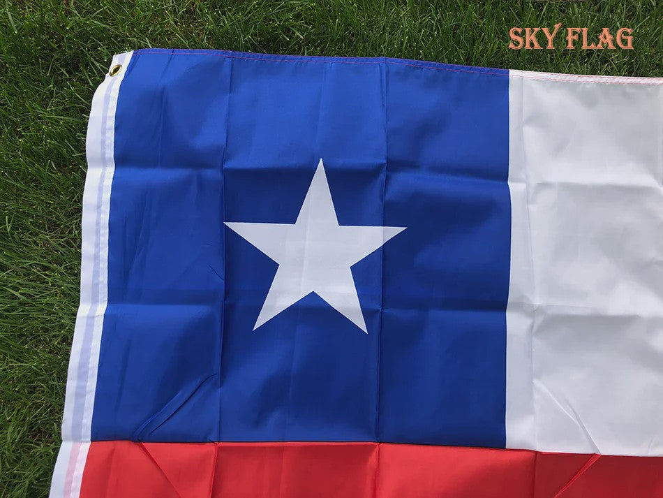 Chile Vlag 90x150cm - Polyester Vlaggenbanner met 2 Ophangringen