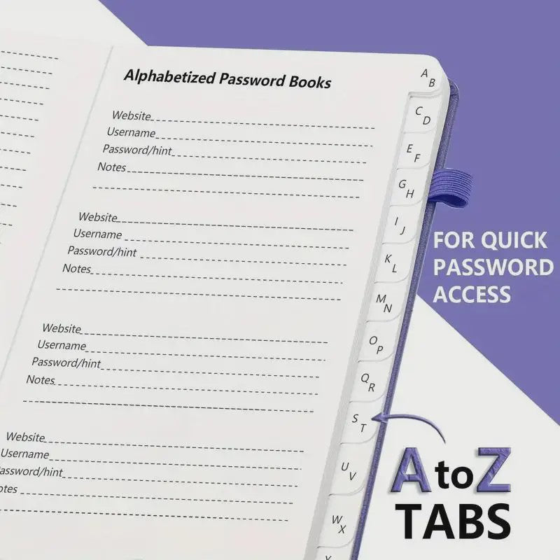 Wachtwoordenboek met Alfabetische Tabs - Hardcover Logboek & Adresorganizer