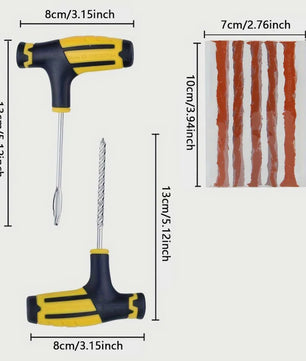 Professionele Bandenreparatieset voor Auto & Fiets - Tubeless Bandenplak Kit met Rubberstrips