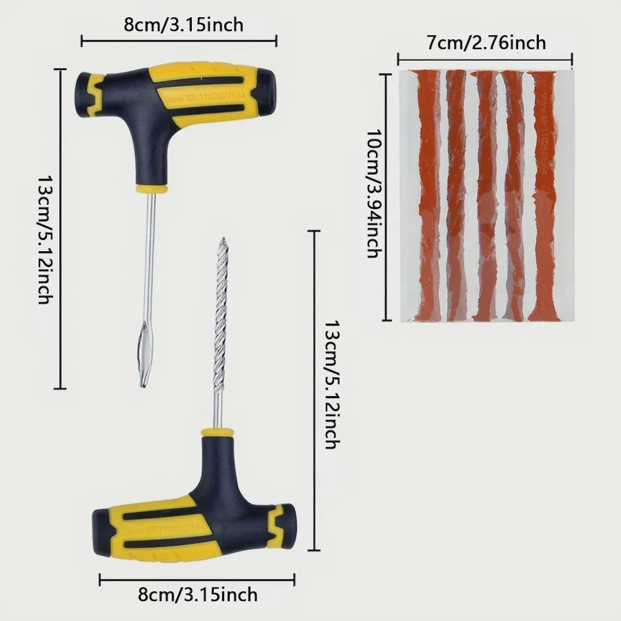 Professionele Bandenreparatieset voor Auto & Fiets - Tubeless Bandenplak Kit met Rubberstrips