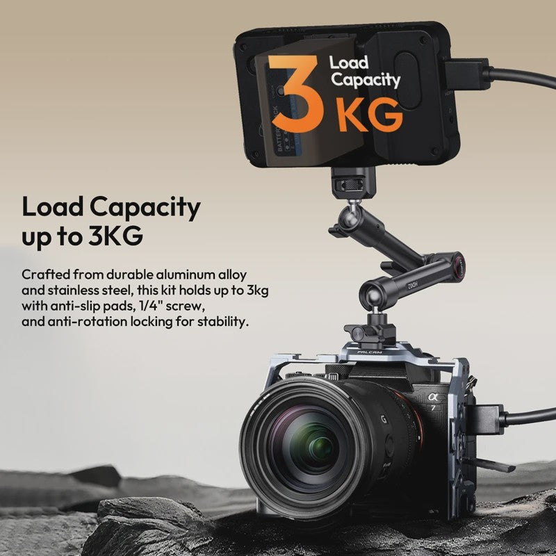 Ulanzi HD02 10-inch Magic Arm Kit met Kogelkop en Klem voor Camera, Livestreaming & Vlogs