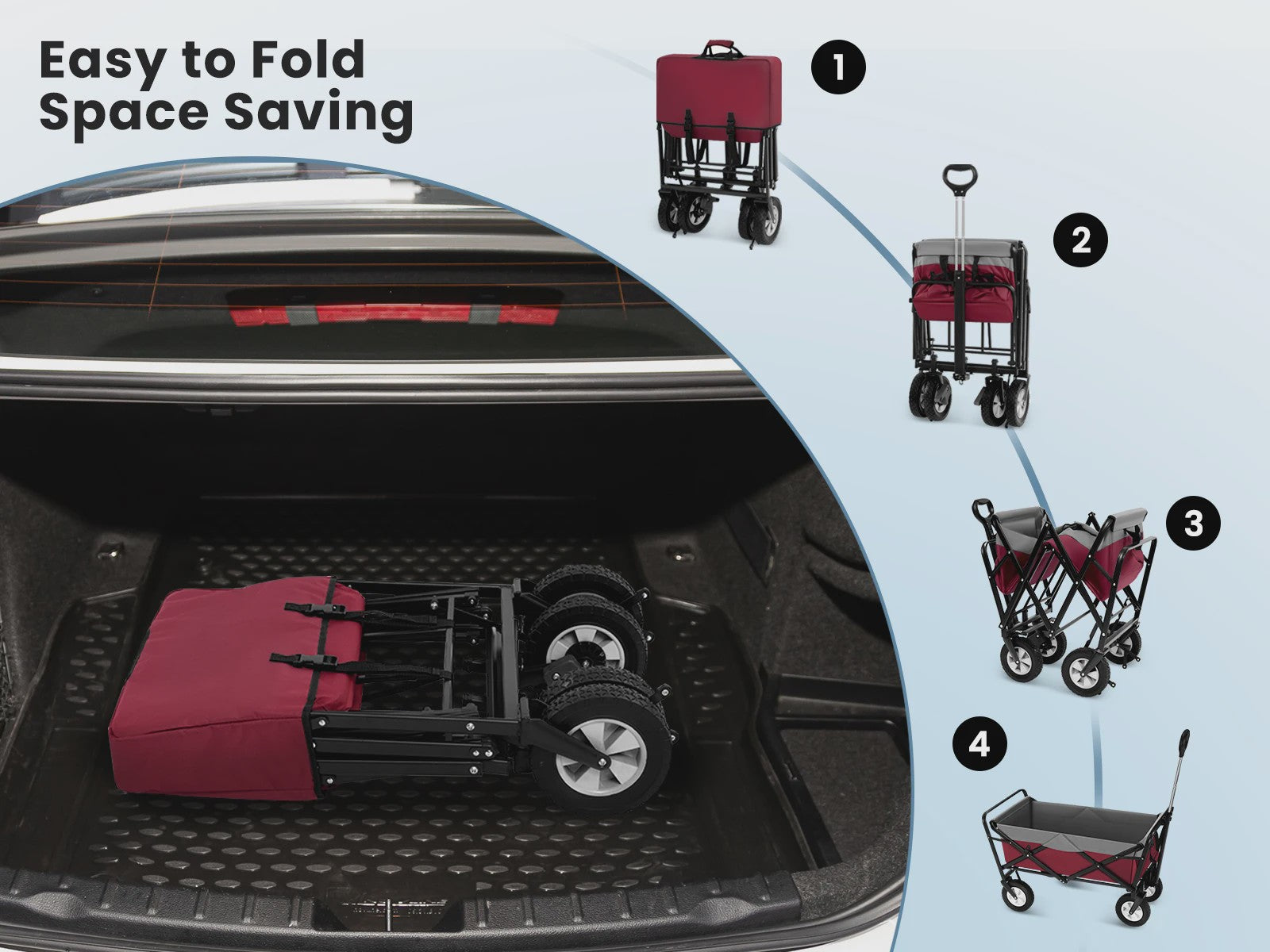 EUGAD Opvouwbare Camping Trolley Wagon - Robuuste Oxford Stof, 80kg Capaciteit, Ideaal voor Strand, Tuin & Outdoor
