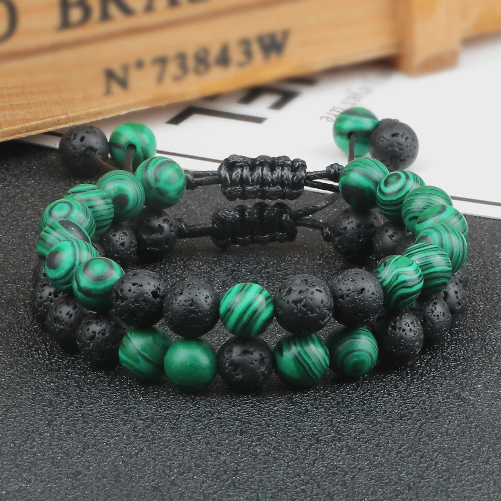 Verstelbare Lava Kralen & Tijgeroog Armband - Yoga & Helende Sieraden voor Hem en Haar