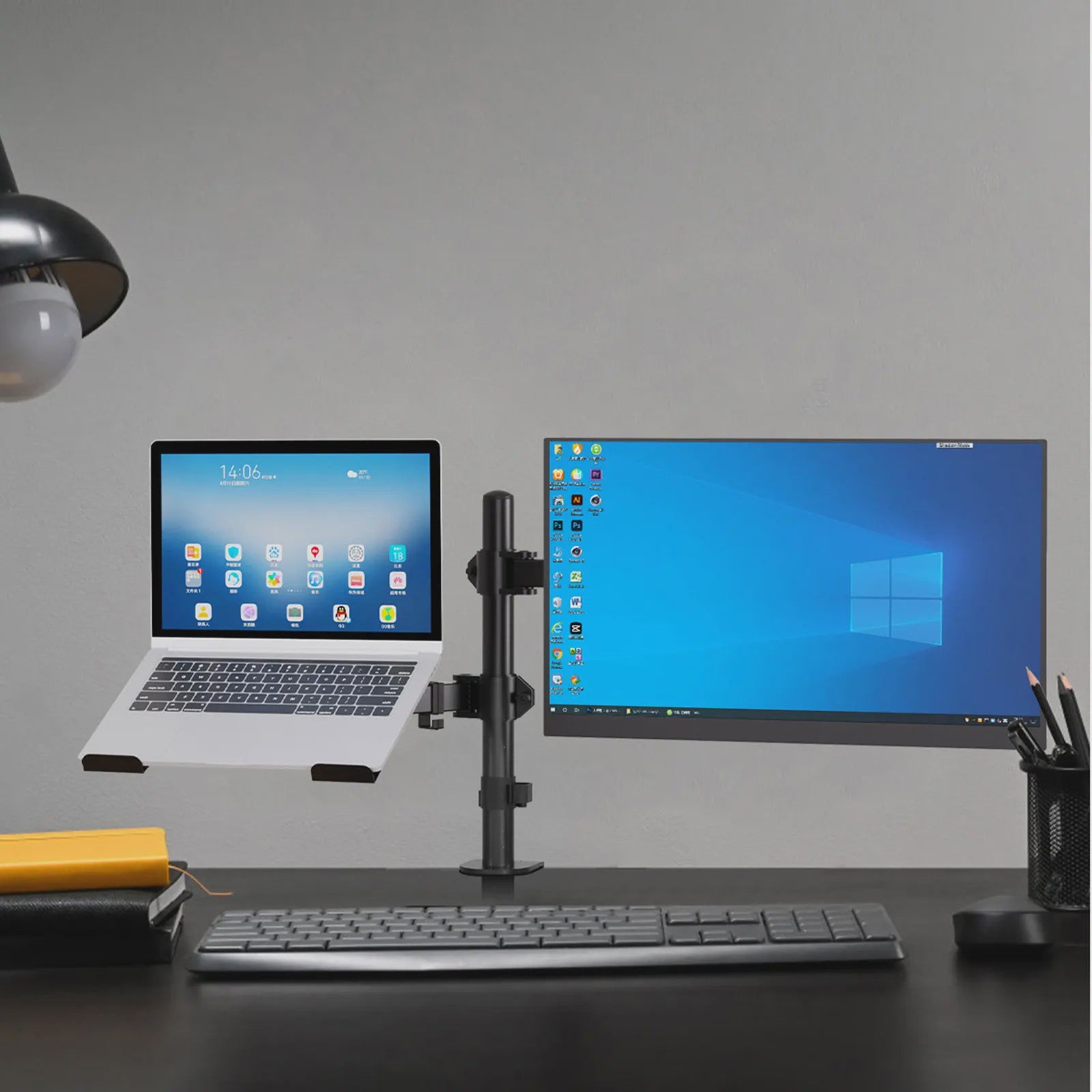 360° Draaibare Laptop & Monitor Standaard met Kabelmanagement