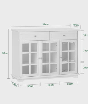 Witte Keuken Buffetkast met Glazen Deuren - Keuken Eiland, Sideboard, Bar & Eettafel