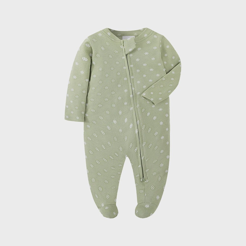 Katoenen Newborn Pyjama met Voetjes en Ritssluiting - Romper voor Jongens en Meisjes (0-12 Maanden)
