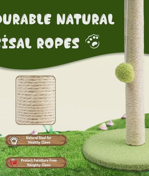 Schattige Kattenkrabpaal met Bladeren en Sisal Touw - Speelplezier voor Kittens
