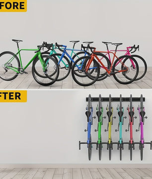 Robuust Fietsenrek voor Wandmontage - Zwart Metaal - Opslag voor 4 Fietsen