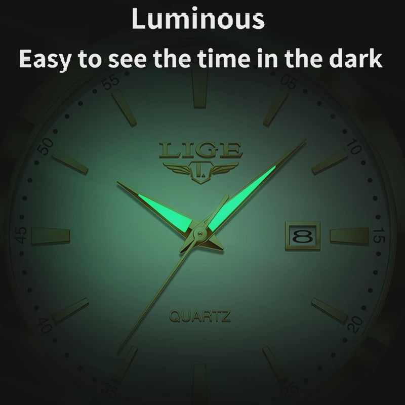 LIGE Heren Horloge Bruin Leer - Stijlvol Militair Quartz Horloge met Datum & Waterdicht