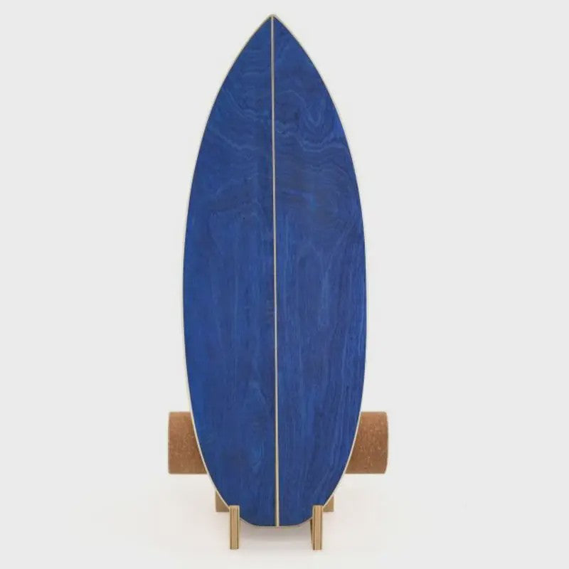 Houten Balance Board Trainer met Kurken Roller & Opbergrek - Blauw