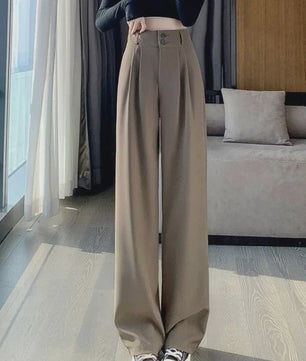 Elegante Wide Leg Pantalon Dames - Hoge Taille Zwart