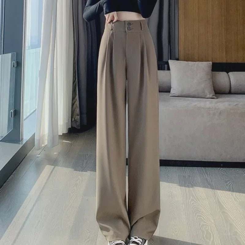 Elegante Wide Leg Pantalon Dames - Hoge Taille Zwart