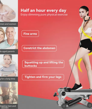 Mini Stepper met Weerstandsbanden - Compacte Full Body Workout Machine voor Thuis
