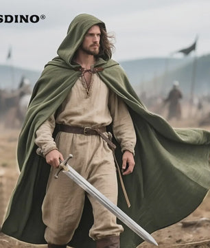Middeleeuwse Kapmantel van Linnen - Renaissance Cape met Capuchon voor Cosplay & LARP