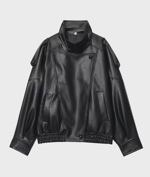 Dames Zwarte Oversized Faux Leren Jas - Chic Streetwear Stijl