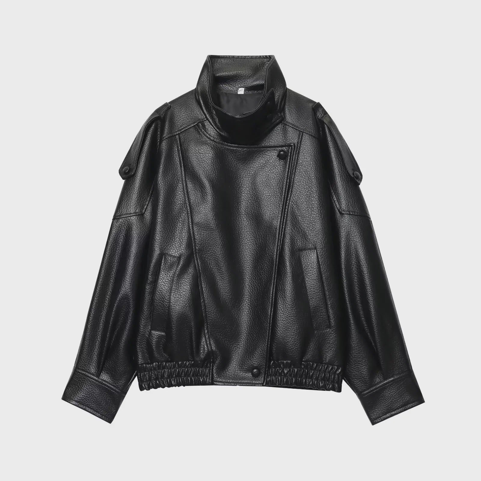 Dames Zwarte Oversized Faux Leren Jas - Chic Streetwear Stijl
