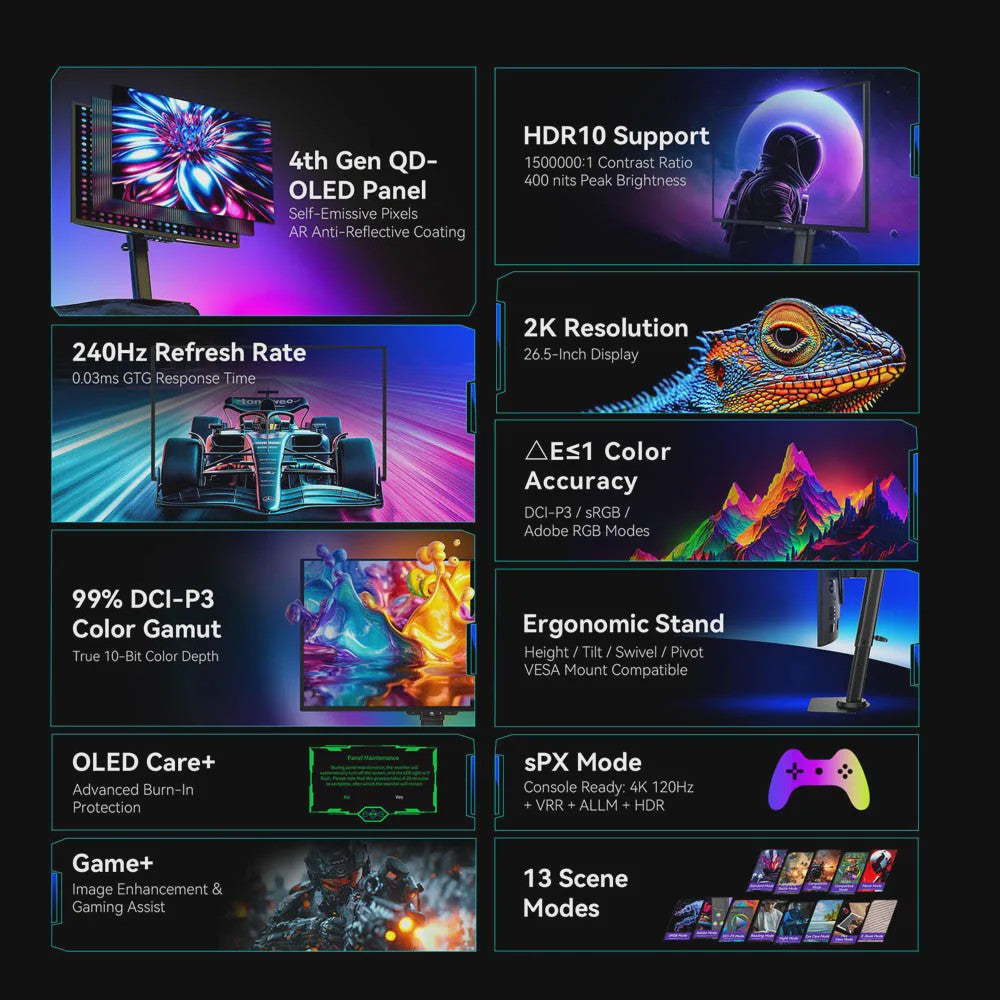 Titan Army G2785S 26.5" QD-OLED Gaming Monitor | QHD 240Hz | 0.03ms | HDR10 | Esports