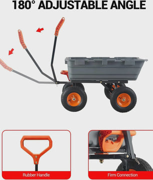 Poly Tuin Kipkar met Stalen Frame en 2-in-1 Handvat - 360kg Laadvermogen